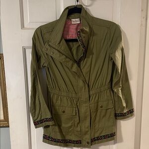 Hanna Andersson Khaki Utility Jacket with Floral Trim